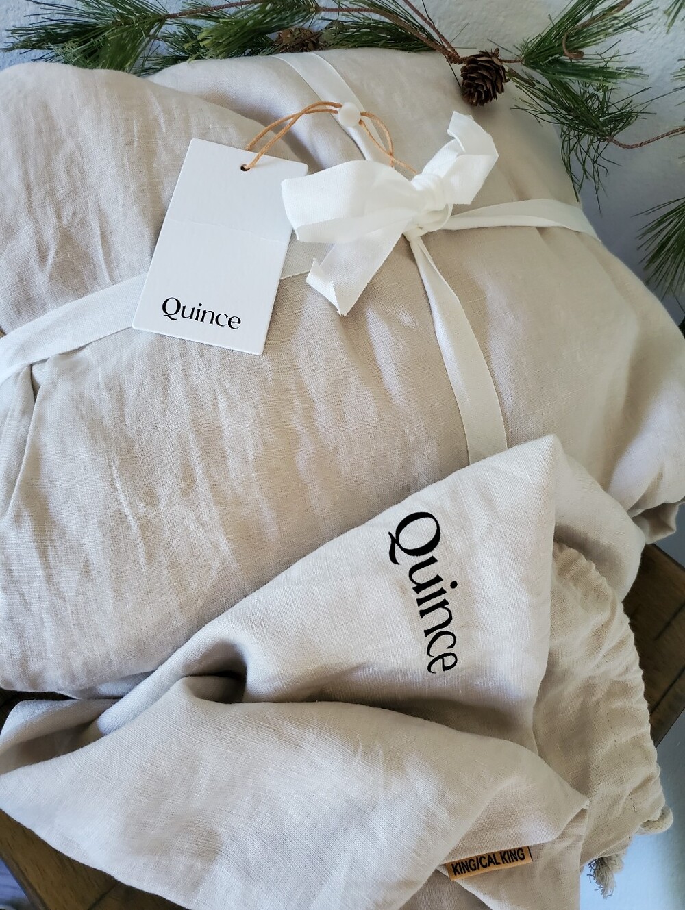 NWT Quince European Linen Duvet Cover King Cal King Natural Chambray